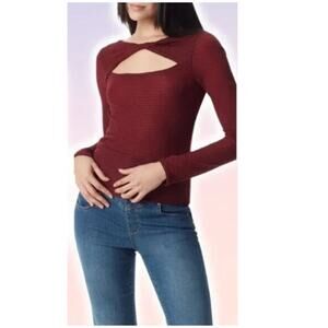 New CIRCUS BY SAM EDELMAN Women's Maroon Cut Out Kelsie Long Sleeve Top Size L